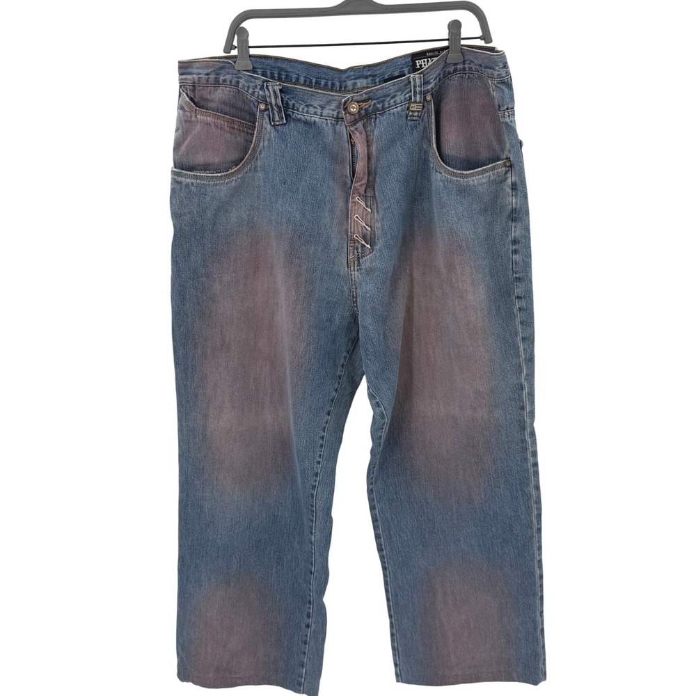 Vintage Phat Farm Baggy Jeans Mens‎ 40x26 Blue Purple Tint Y2K Streetwear Loose